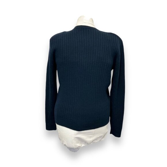 Vintage Liz Claiborne Collection Womens Merino Wool Sweater Ribbed Knit Navy M - Picture 3 of 9